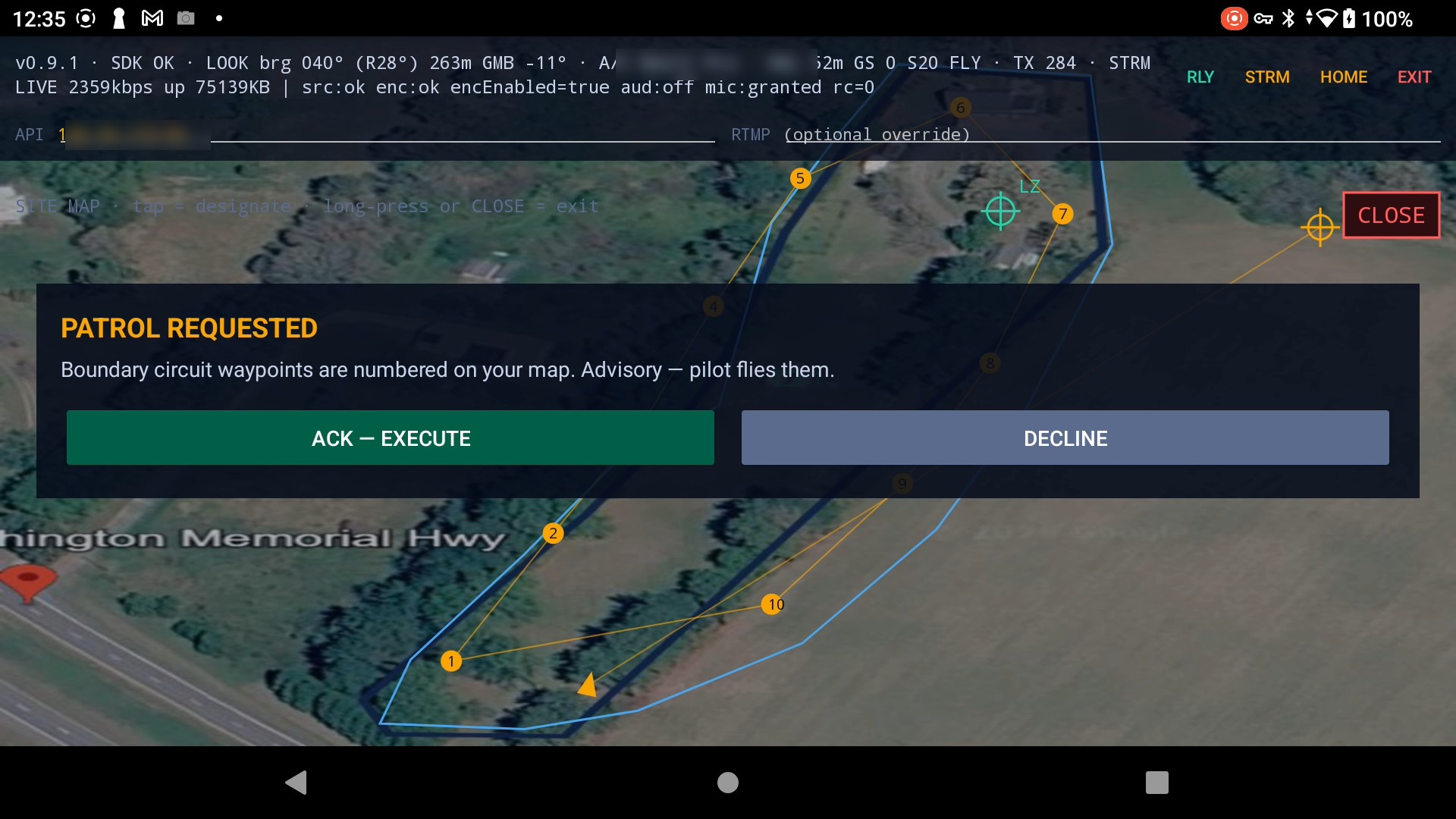 Ground station: advisory survey tasking