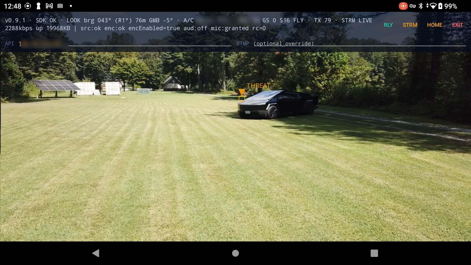 Live encrypted video from the aircraft
